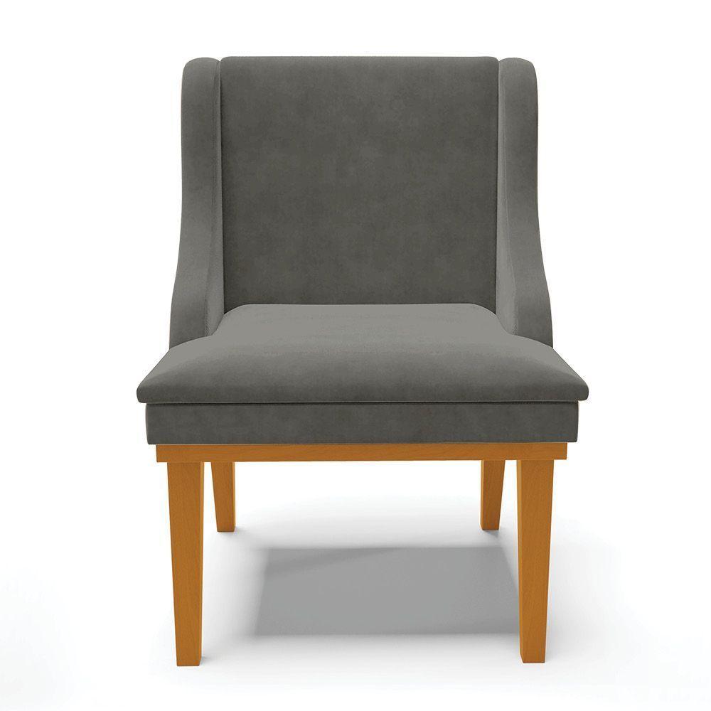 Cadeira De Jantar Liz Suede Base Madeira Castanho Grafite - 7