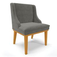 Cadeira De Jantar Liz Suede Base Madeira Castanho Grafite - 1