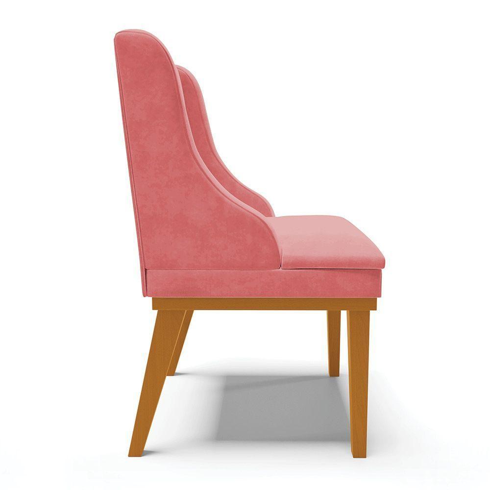 Cadeira De Jantar Liz Suede Base Fixa Madeira Castanho Rose - 6
