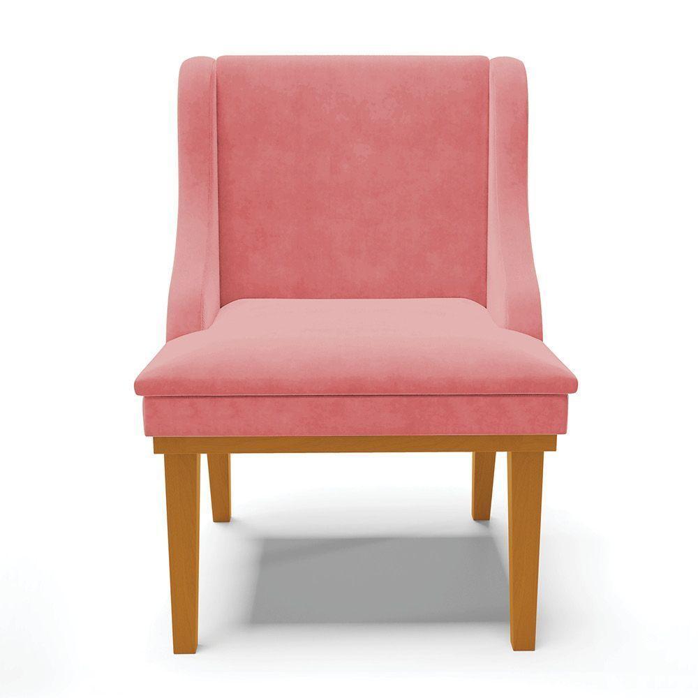 Cadeira De Jantar Liz Suede Base Fixa Madeira Castanho Rose - 7