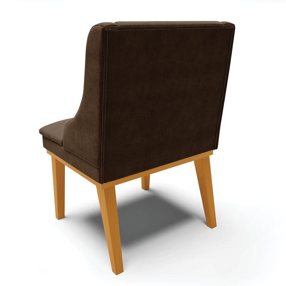 Kit 08 Cadeiras De Jantar Base Madeira Castanho Marrom - 5