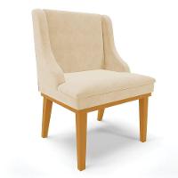 Cadeira De Jantar Liz Suede Base Fixa Madeira Castanho Bege - 1