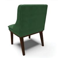 Kit 06 Cadeiras Liz Veludo Verde Base Fixa Madeira Marrom - - 9