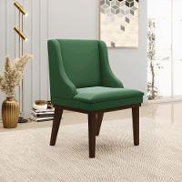 Kit 06 Cadeiras Liz Veludo Verde Base Fixa Madeira Marrom - - 15