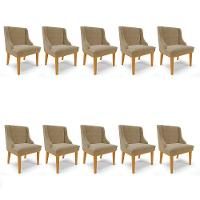Kit 10 Cadeiras De Jantar Base Madeira Castanho Marrom Rato - 1