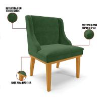 Kit 06 Cadeiras De Jantar Base Madeira Castanho Verde