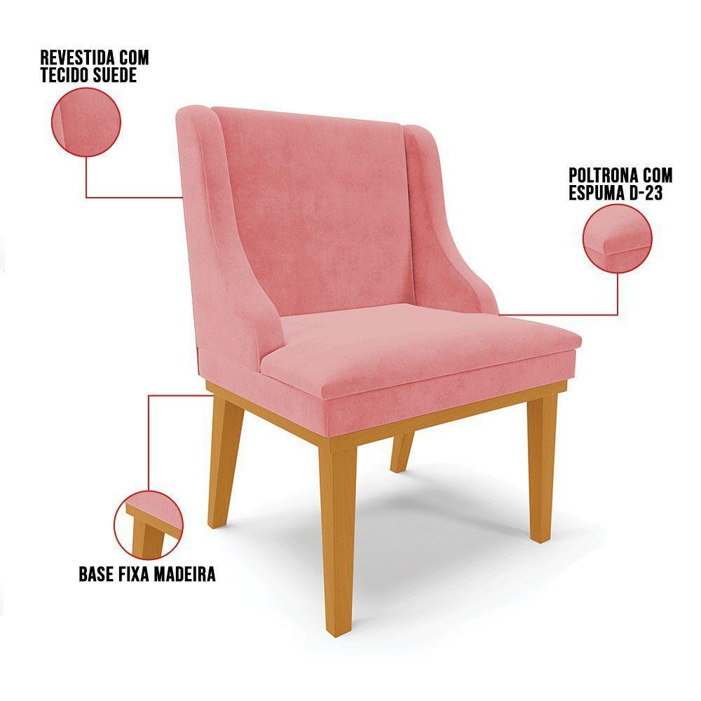 Kit 02 Cadeiras De Jantar Base Madeira Castanho Rose - 4