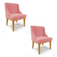Kit 02 Cadeiras De Jantar Base Madeira Castanho Rose - 1