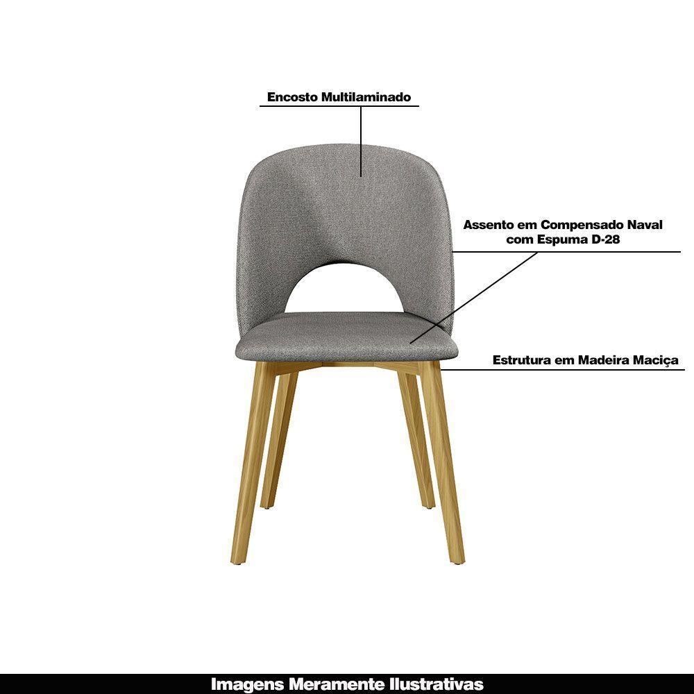 Kit 2 Cadeiras Madeira Maciça Hadassa Linho Cinza/freijó - 6