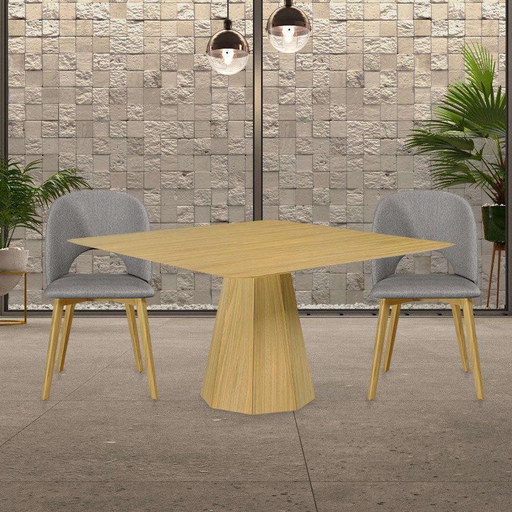 Kit 2 Cadeiras Madeira Maciça Hadassa Linho Cinza/freijó - 8