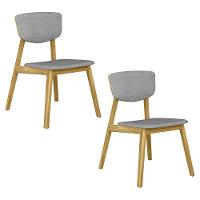 Kit 2 Cadeiras Madeira Maciça Lang Linho Cinza/freijó - 1