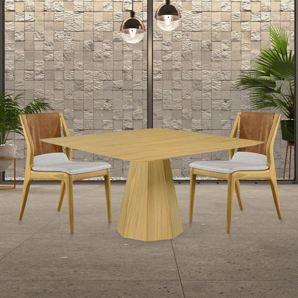 Kit 2 Cadeiras Madeira Maciça Bruyne Pu/linho Marrom/bege - 8