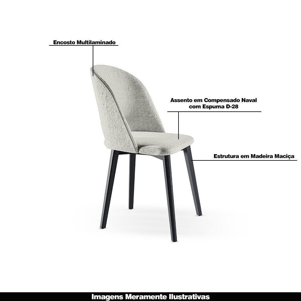 Kit 4 Cadeiras Madeira Maciça Hadassa Linho Bege/ébano - 6