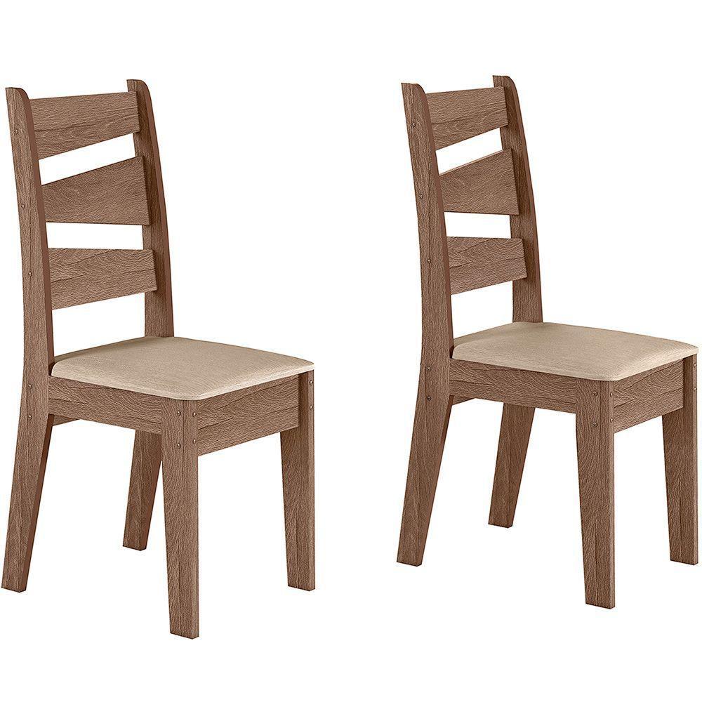 Conjunto Com 02 Cadeiras De Jantar Itália Amêndoa 51C - 1