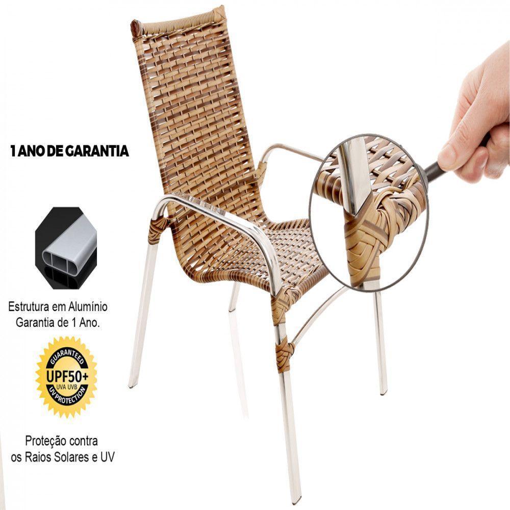 Jogo De Cadeira Alumínio E Espreguiçadeiras Com Mesa Trama Original Capuccino - 2