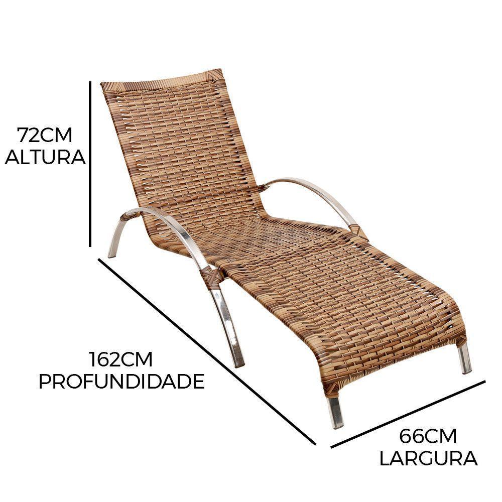 Jogo De Cadeira Alumínio E Espreguiçadeiras Com Mesa Trama Original Capuccino - 4
