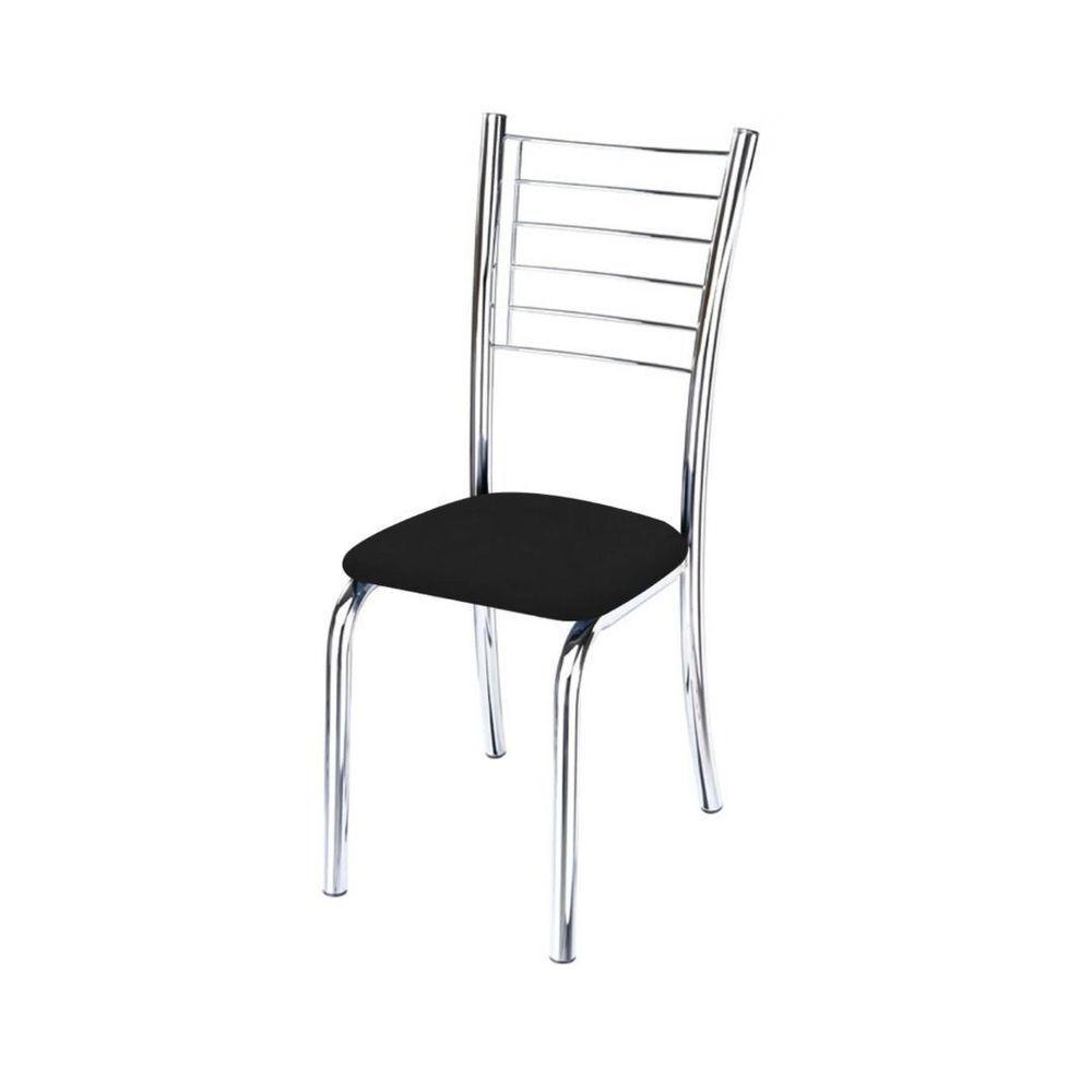 Conjunto 3 Cadeiras Cromadas Para Cozinha Kiara-corino Preto - 2