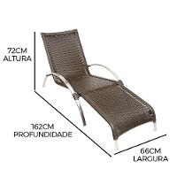 Jogo De Cadeira Alumínio E Espreguiçadeiras Com Mesa Trama Original Pedra Ferro - 3