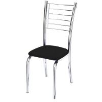 Conunto 2 Cadeiras Ipanema Cromada Para Cozinha-corino Preto - 3