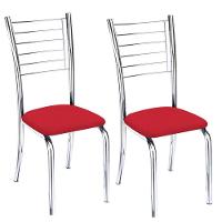 Conjunto 2 Cadeiras Ipanema Cromada Corino Vermelho - 1
