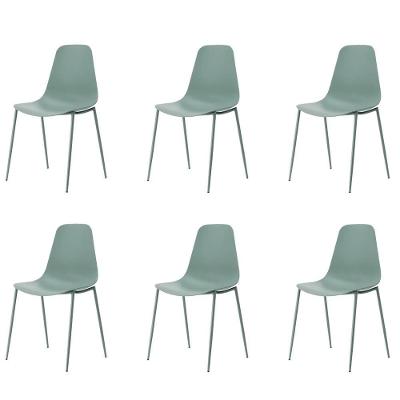 Kit 6 Cadeiras Abi Fratini Polipropileno Verde Aloe Base Em Aço Com Pintura Epóxi Verde Aloe