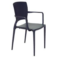 Cadeira Sofia Grafite Com Braços Encosto Fechado Em Polipropileno E Fibra De Vidro - 1