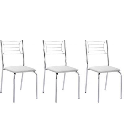 Kit 3 Cadeiras Nanda Cromada Branco
