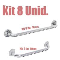 Kit 8 Alças De Apoio Banheiro Inox Barras 2 Unid 30 Cm E 6 Unid 40 Cm Idoso Cadeirante - 1
