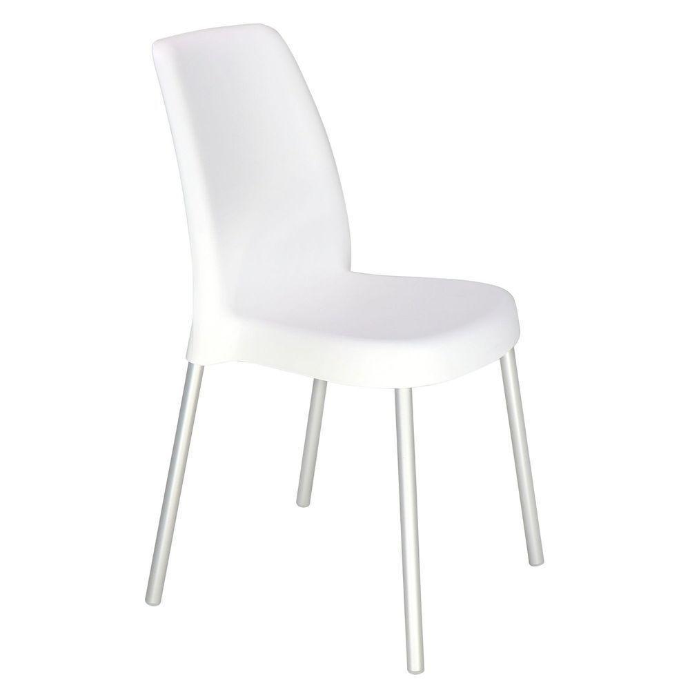 Cadeira Tramontina Vanda Branca Sem Braços Em Polipropileno Com Pernas Anodizadas Tramontina - 1