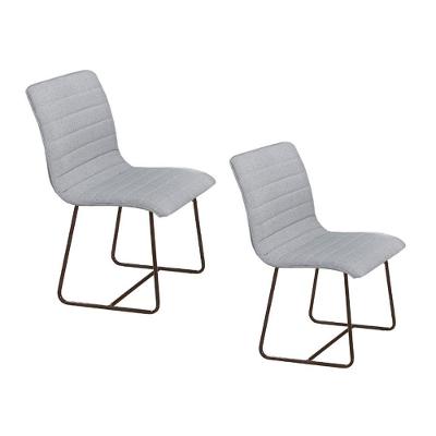 Conjunto 2 Cadeiras Cristal Base Preto Linho tramado Cinza