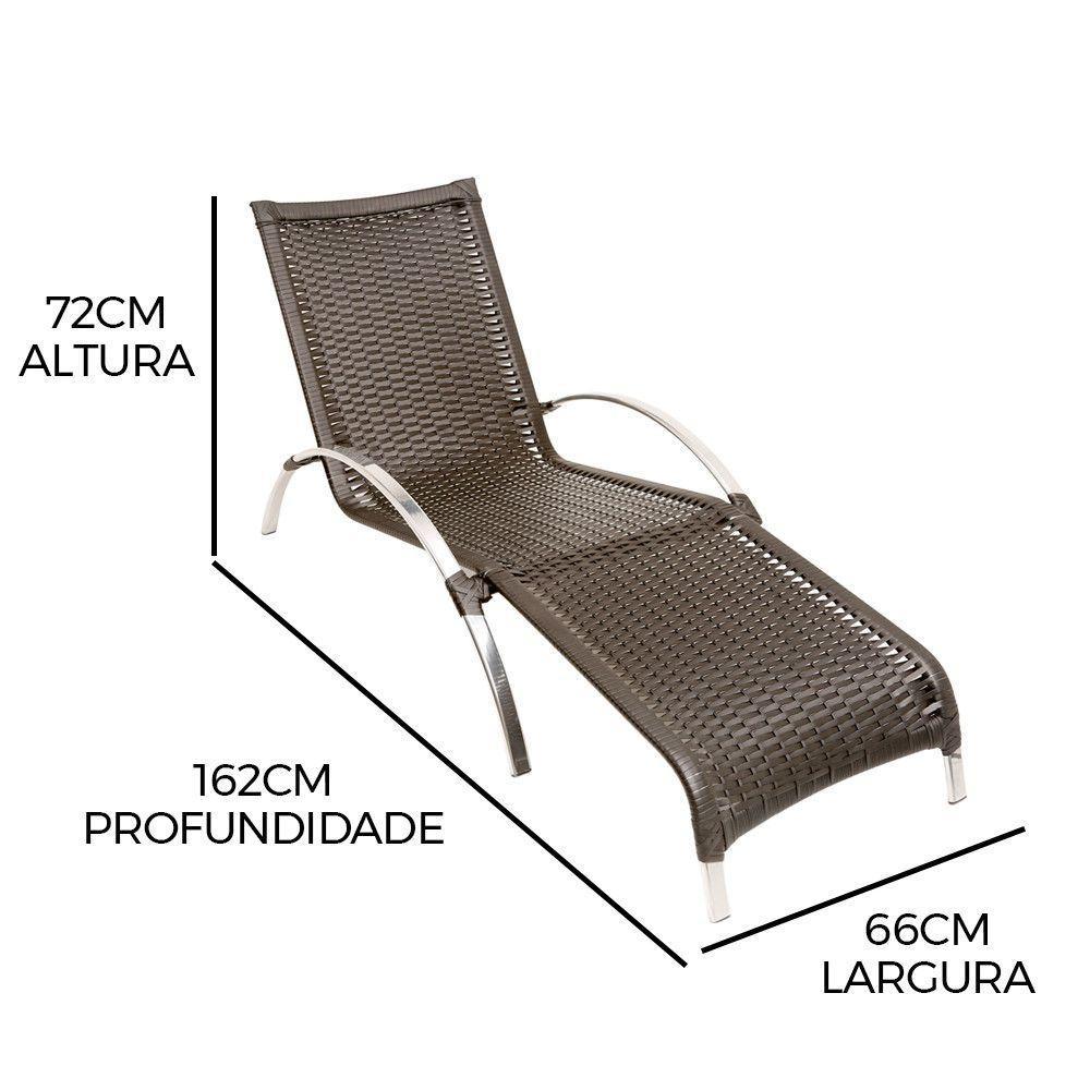 Jogo De Cadeira Alumínio E Espreguiçadeiras Com Mesa Trama Original Tabaco - 4