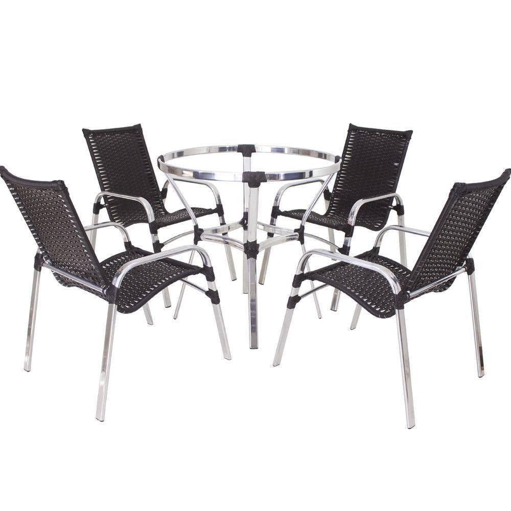 Jogo De Cadeira Alumínio E Espreguiçadeiras Com Mesa Trama Original Tabaco - 5