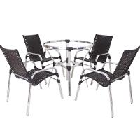 Jogo De Cadeira Alumínio E Espreguiçadeiras Com Mesa Trama Original Tabaco - 5