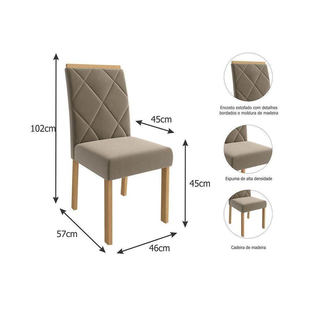 Cadeira Sala de Jantar Fernanda Madeira Kit 2 Un Madeira/Suede Chumbo - Cimol - 2