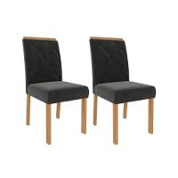 Cadeira Sala de Jantar Fernanda Madeira Kit 2 Un Madeira/Suede Chumbo - Cimol - 1