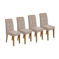 Cadeira Sala de Jantar Celebrare Kit 4 Un Rovere/Amêndoa/Veludo Naturale Creme - Lopas - 1