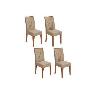 Cadeira Sala de Jantar Apogeu Kit 4 Un Rovere/Amêndoa/Veludo Naturale Creme - Lopas