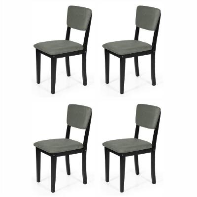 Conjunto 4 Cadeiras De Jantar Estofada Em Madeira Maciça Ella Preto/cinza