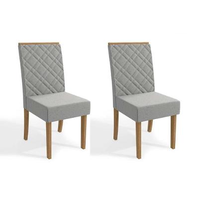Cadeira Sala de Jantar 2CAD149 Kit 2 Un Freijó/Linho Caqui - Kappesberg