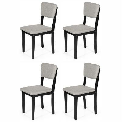 Conjunto 4 Cadeiras De Jantar Estofada Em Madeira Maciça Ella Preto/cinza Claro
