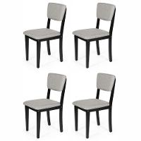 Conjunto 4 Cadeiras De Jantar Estofada Em Madeira Maciça Ella Preto/cinza Claro - 1