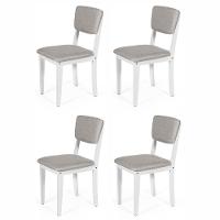 Conjunto 4 Cadeiras De Jantar Estofada Em Madeira Maciça Ella Branco/cinza Claro - 1