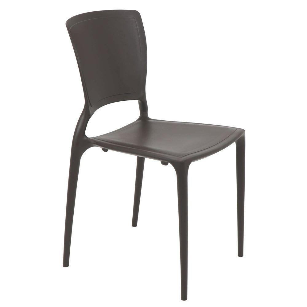 Cadeira Sofia Marrom Sem Braços Com Encosto Fechado Em Polipropileno E Fibra De Vidro - 1