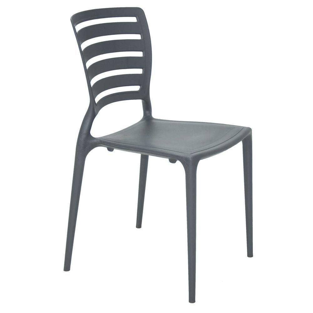 Cadeira Sofia Preta Sem Braços Encosto Vazado Horizontal Em Polipropileno E Fibra De Vidr - 1