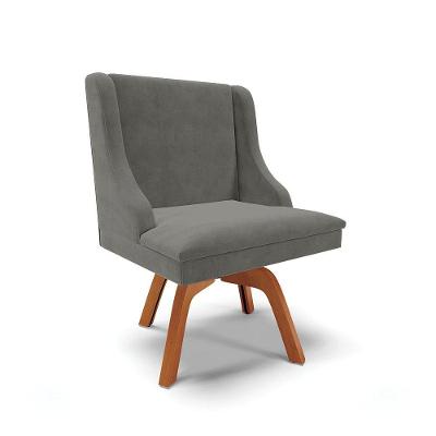 Cadeira Suede Grafite Giratória De Madeira