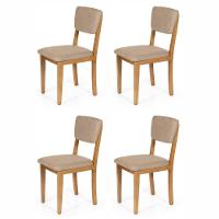 Conjunto 4 Cadeiras De Jantar Estofada Em Madeira Maciça Ella Bege - 1