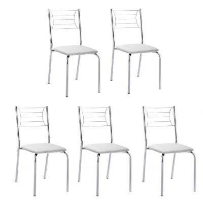 Kit 5 Cadeiras Nanda Cromada Branco