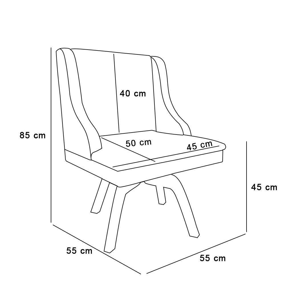 Cadeira Suede Cinza Giratória De Madeira - 2