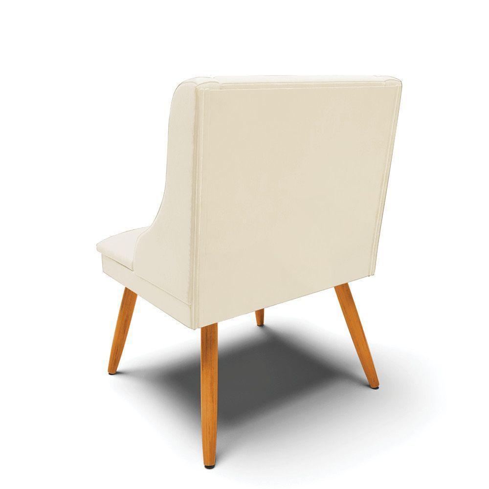 Kit 10 Cadeiras Veludo Bege Pés Palito Castanho - 5