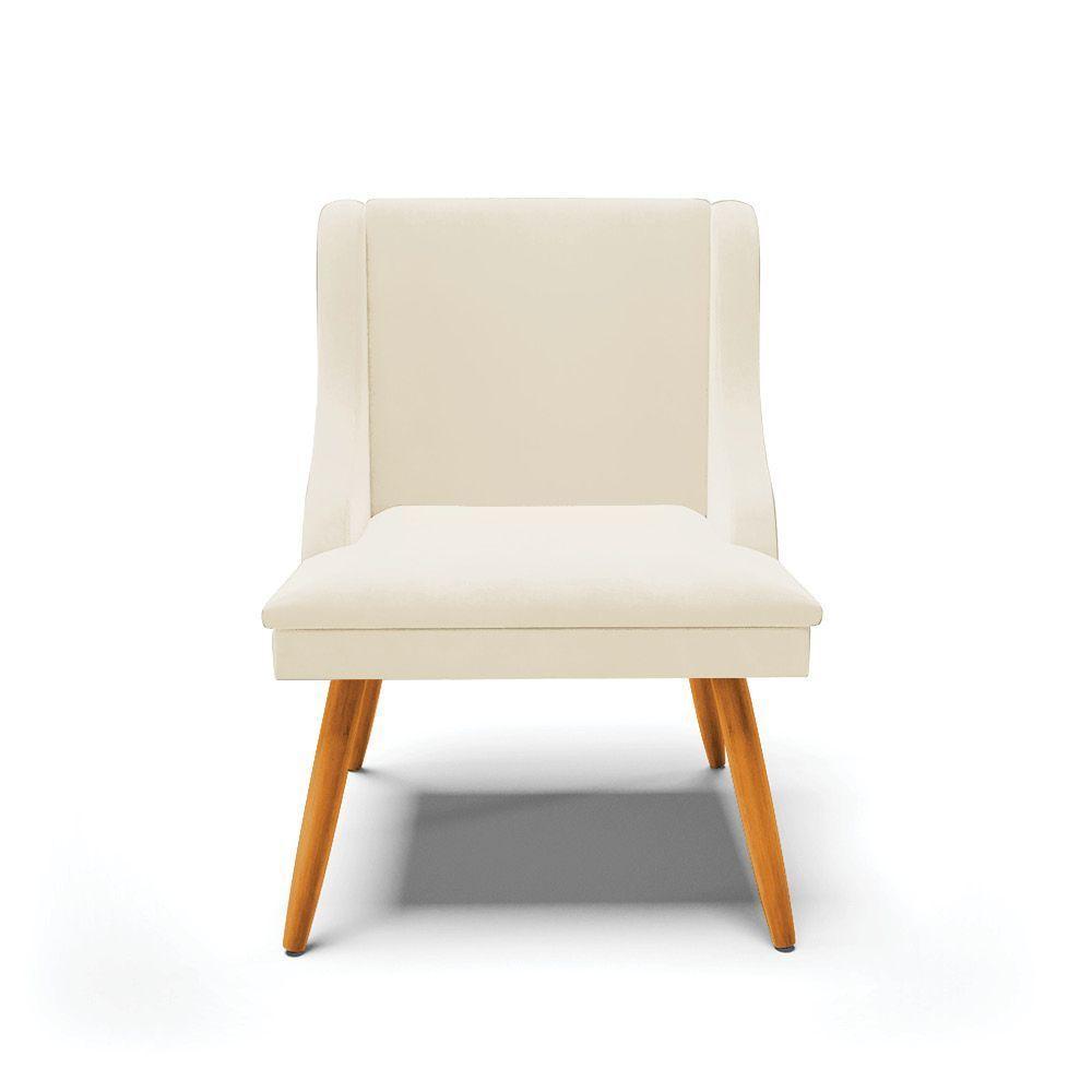 Kit 10 Cadeiras Veludo Bege Pés Palito Castanho - 7